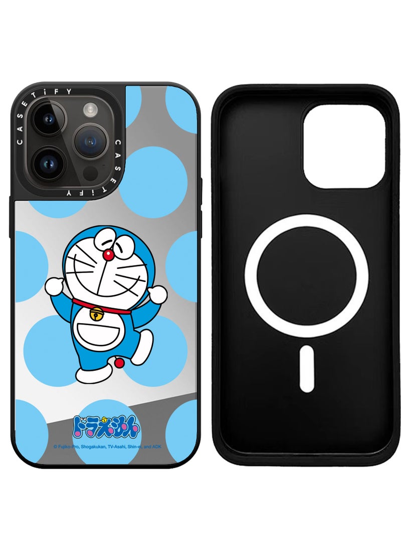 Magnetic Charm Doraemon Mirror Case for iPhone 15 Pro Max