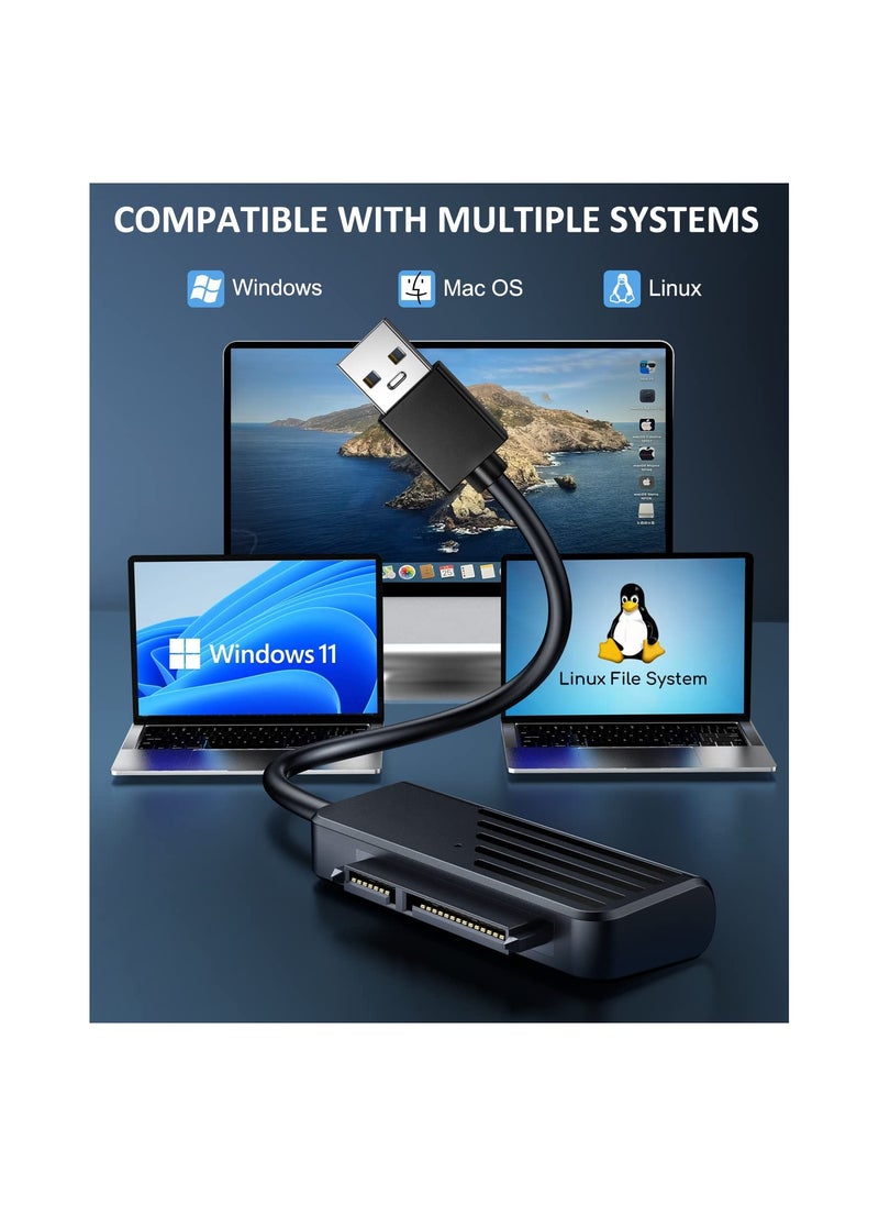 SYOSI - SATA to USB Cable, 1.7FT, SATA to USB 3.0 Adapter, SATA to USB Adapter Cable for 2.5” SATA III Hard Drive Adapter, External Hard Drive Reader Converter for SSD/HDD Data Transfer Up to 5TB(Black) - Image 1