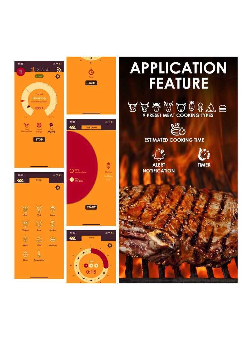 SYOSI Wireless Bluetooth Meat Thermometer,  Unlimited Range Thermometer, Digital Meat Thermometer Wireless or The Oven, Grill, Kitchen, BBQ, Rotisserie, Smart Meat Thermometer - Image 5