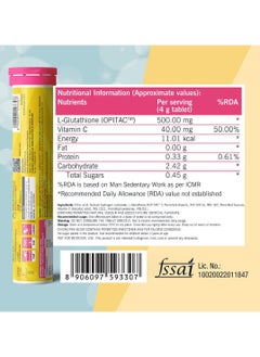 CHICNUTRIX Glow 500mg Japanese Glutathione And Vit C for Brighter Skin 60 Effervescent Tablets Strawberry Lemon Flavour  - Image 2