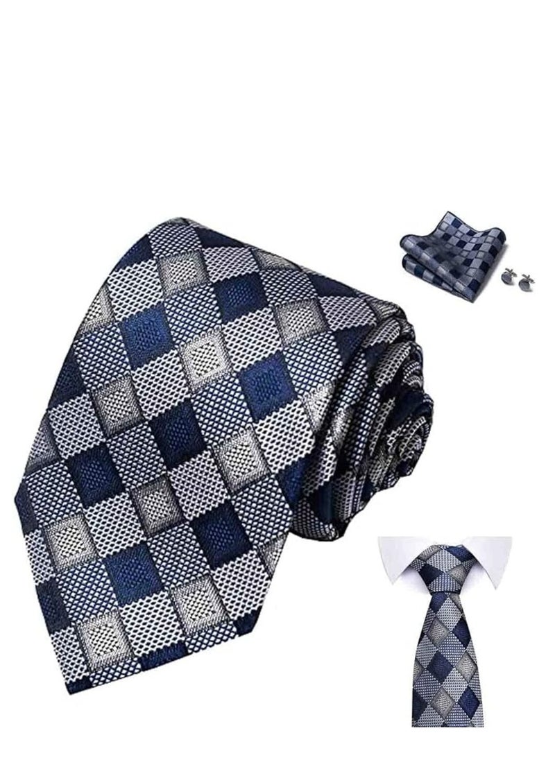 KCDMBUE Ties for Men Set with Pocket Square Cufflink and Tie Clip | Necktie Handkerchief in Gift Box  - Image 1
