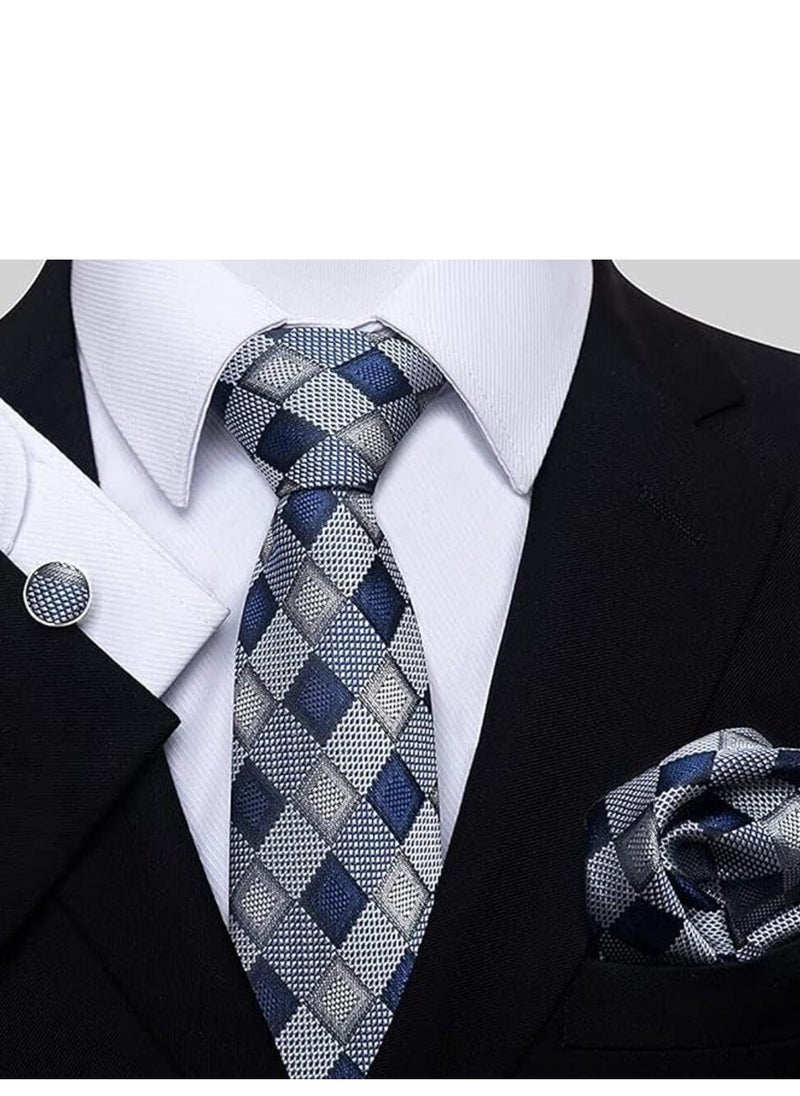 KCDMBUE Ties for Men Set with Pocket Square Cufflink and Tie Clip | Necktie Handkerchief in Gift Box  - Image 2