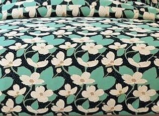 TIB Glace Cotton King Size Bedsheet with 2 Pillow CoversBedsheet for Double Bed90X100 Inches 140 GSM Flower Green Pack of 3 - Image 2