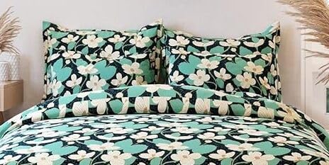 TIB Glace Cotton King Size Bedsheet with 2 Pillow CoversBedsheet for Double Bed90X100 Inches 140 GSM Flower Green Pack of 3 - Image 3