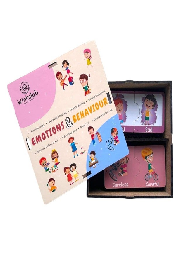 Kiddiwinks Winkslab:Emotions & Behavior Matching Puzzle – Teach Kids Good Behavior & Emotions Understanding Feelings & Moods Early Learning Kit - Image 1
