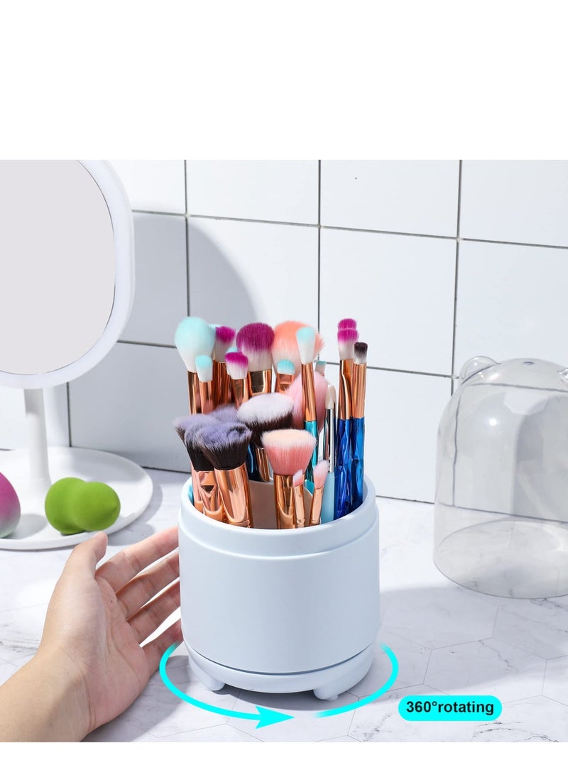 Excefore Makeup Brush Holder with Lid, 360 Rotating Makeup Brush Holder Organizer, Dustproof Make Up Brush Organizers and Storage,  for Desk Vanity Desktop Bathroom Countertop  - Image 4