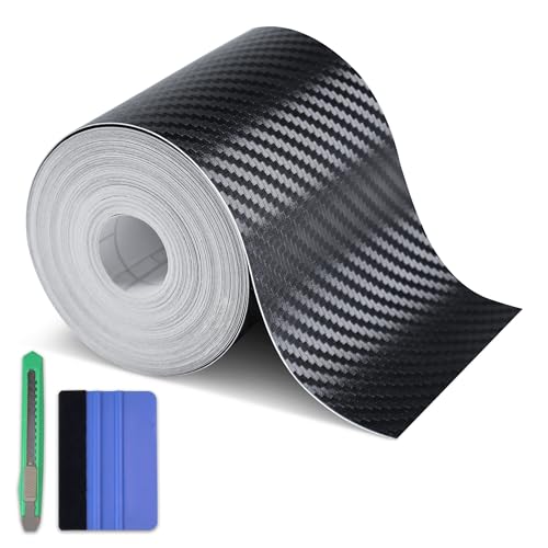 Arespark Carbon Fiber Wrap Black Vinyl Wrap Cars Window Door Trim Universal Chrome Delete Vinyl Tape Door Edge Guards Vehicle Protection Tape Auto Accessories with Free Tool Kit 3in x 30ft - Image 1