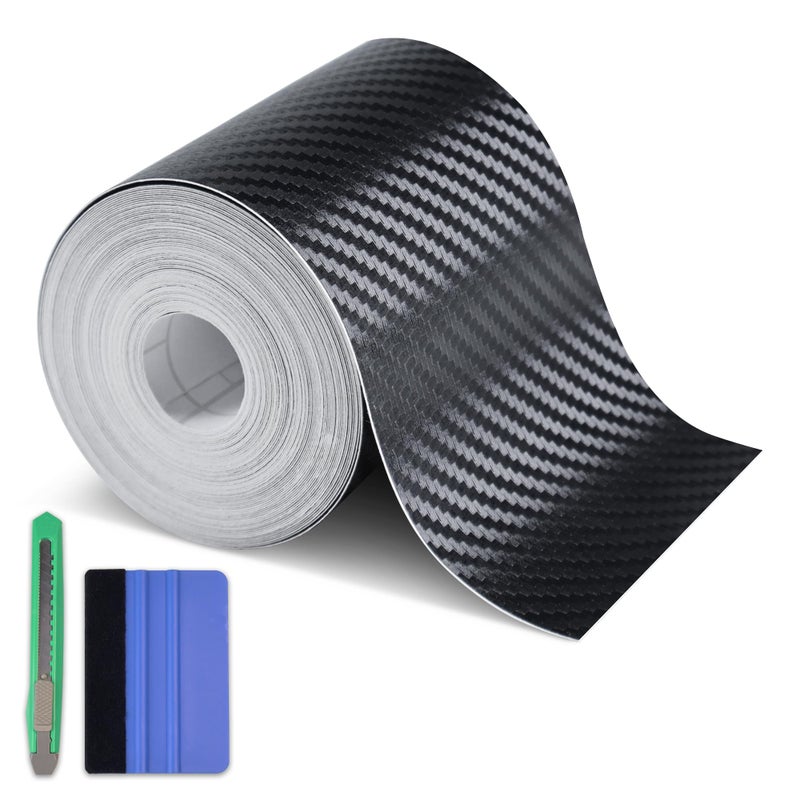 Arespark Carbon Fiber Wrap Black Vinyl Wrap Cars Window Door Trim Universal Chrome Delete Vinyl Tape Door Edge Guards Vehicle Protection Tape Auto Accessories with Free Tool Kit 3in x 30ft - Image 3