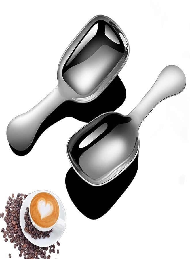Ouliget Stainless Steel Coffee Scoop, Ground Coffee Measure Scoop Set,Bean Espresso Milk Powder Tea Short Handled Scoop, Suitable For Kitchen Stainless Steel Spoon,20ml,2 Pieces - Image 1