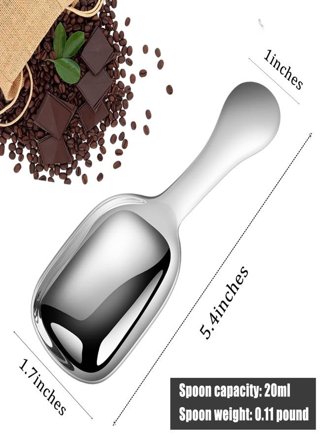 Ouliget Stainless Steel Coffee Scoop, Ground Coffee Measure Scoop Set,Bean Espresso Milk Powder Tea Short Handled Scoop, Suitable For Kitchen Stainless Steel Spoon,20ml,2 Pieces - Image 2