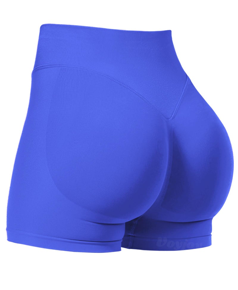 VOYJOY Women Workout Impact Shorts 2.5"/ 3.6"/ 4.5"/ 6" Scrunch Butt Lifting Gym Seamless Booty Biker Shorts Electric Blue - Image 1