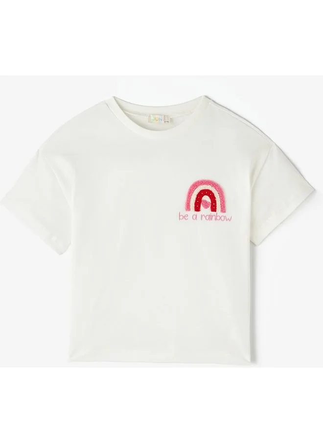 جون June Embroidered Tshirt Ecru