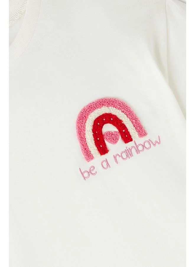 JUNE June Embroidered Tshirt Ecru