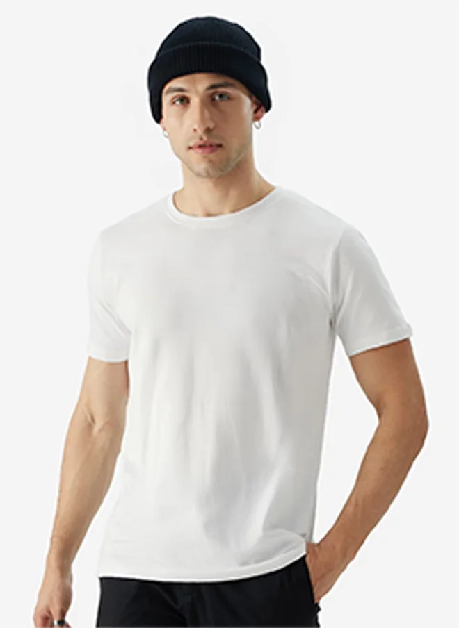 The Souled Store Men Regular Fit Solid White T-Shirt