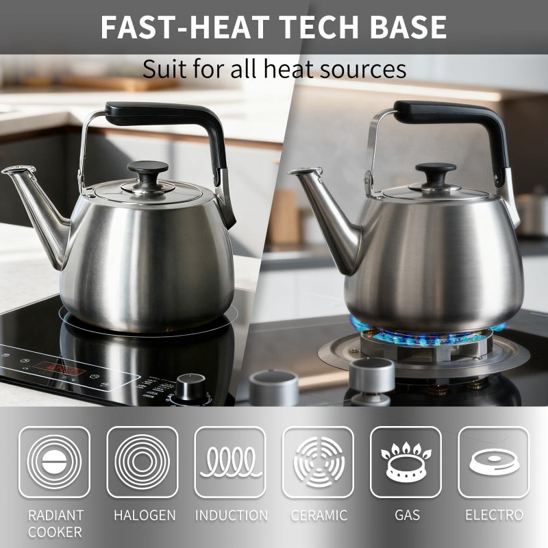 SADOMAIN Tea Kettle, Whistling Stovetop Tea Kettle, Large Capacity Teapot Suits for All Heat Source, Professional Fast Heat Technique Teapot with Thick Body and Bottom, Durable and Sturdy Tea Pot - Image 3
