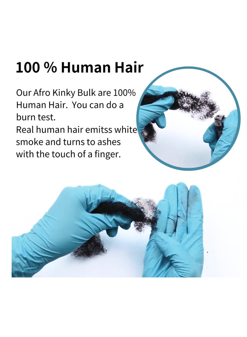 100% Unprocessed Afro Kinky Bulk Human Hair Extensions for Dreadlocks, 8 Inch Twists and Braids, 2 Pack Natural Black Hair