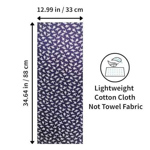 ZEN GIFT ENTERPRISE Tenugui Traditional Towel Made in Japan Fray Prevention 100% Cotton Eco Friendly Kitchen Towels Gift Wrapping Orizuru Pattern White on Navy Blue Set of 2 12.99"x34.64" - Image 2