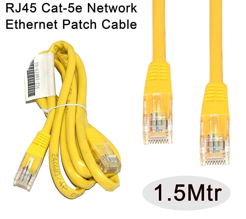 DV 1.5 Meter RJ45 Cat-5e Network Ethernet LAN Patch Cable (Yellow) - Pack of 5 - Image 5
