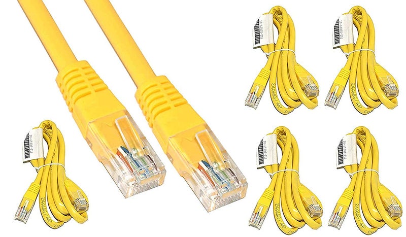 DV 1.5 Meter RJ45 Cat-5e Network Ethernet LAN Patch Cable (Yellow) - Pack of 5 - Image 1