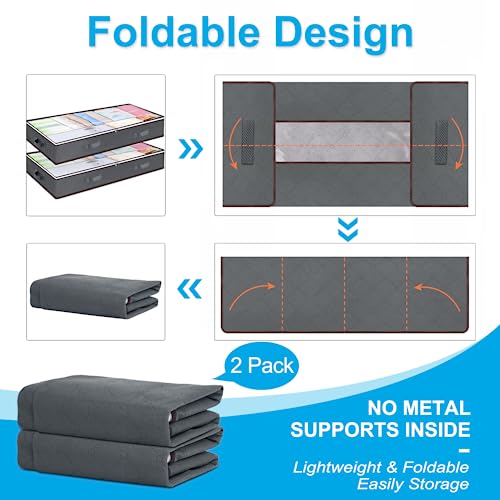 Budding Joy 90L Under Bed Storage Containers, Underbed Toy Organizers and Clothing Storage Bags, Closet Storage Bins with Clear Window for Organizing Blanket Comforter Bedding Clothes Bedroom Dorm, 2 Pack - Image 5