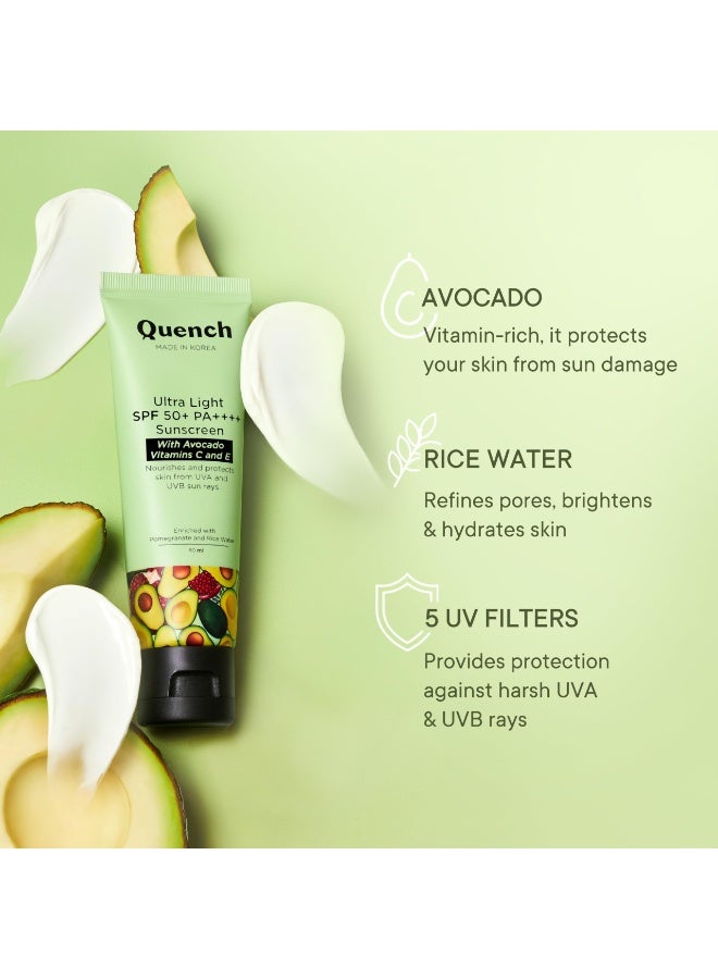Quench SPF 50+ PA++++ Sunscreen for Face | UVA UVB Protection | Non Greasy No White Cast | Quench Korean Skin Care for Men & Women - Image 3