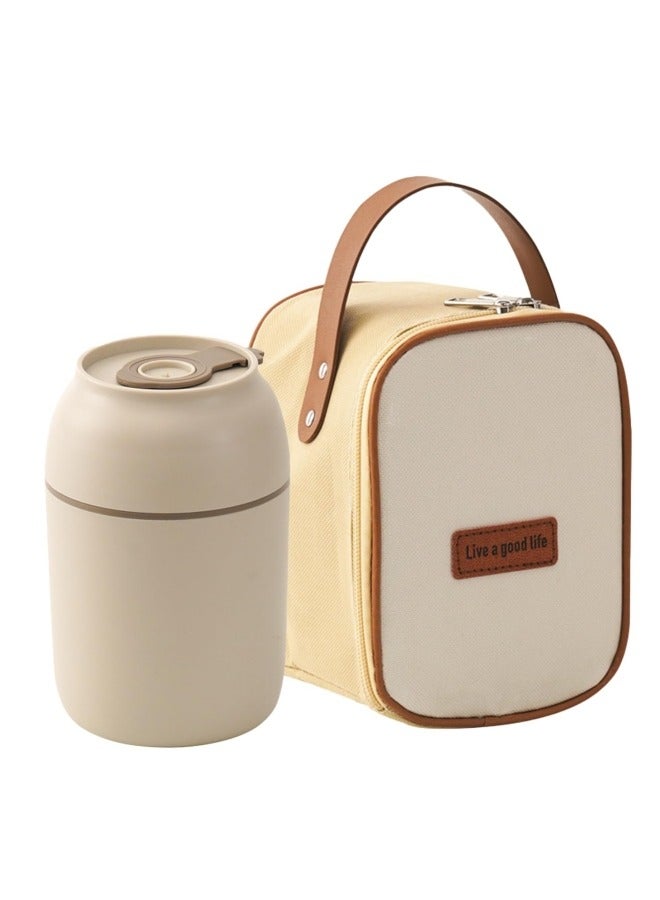 GGEROU Stainless Steel Thermal Bento Box Leakproof Lunch Box,Portable Insulated Lunch Container Set With Bag For Adults, Kids Stackable Stainless Steel Food Container Beige,500ml  - Image 1