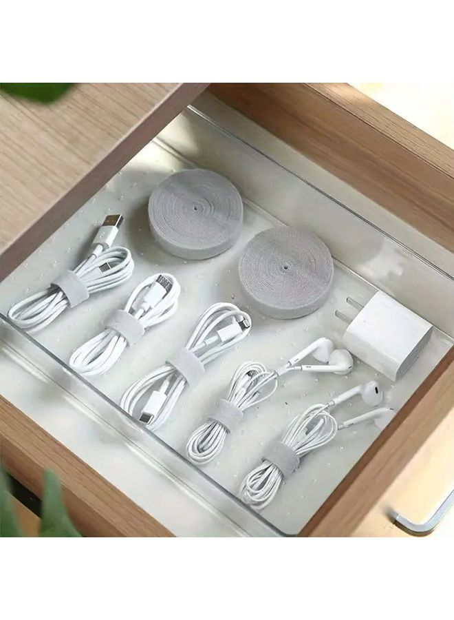 Grey Self-Adhesive Cable Organizer 39.37 Inches Reusable Wire Fixing Strap - Image 3
