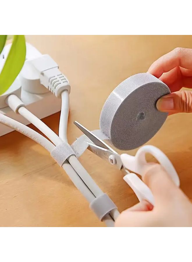 Grey Self-Adhesive Cable Organizer 39.37 Inches Reusable Wire Fixing Strap - Image 1