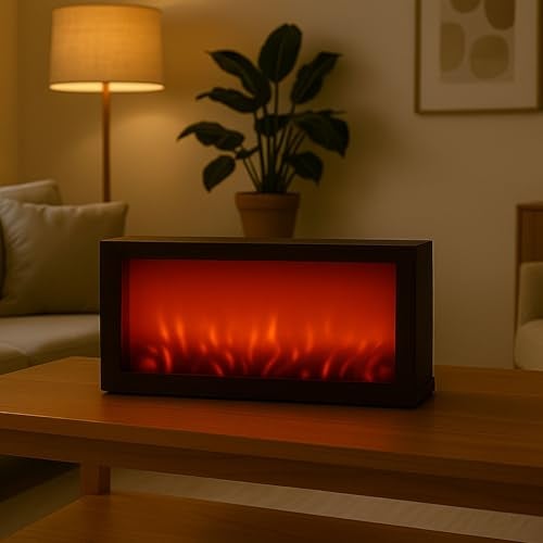 7 Star Decor LED Fireplace Lamp – Realistic Flame Effect Light with Vintage Mantel Design, Cozy Ambient Firelight for Home, Bedroom & Office Decor (Black) - Image 5