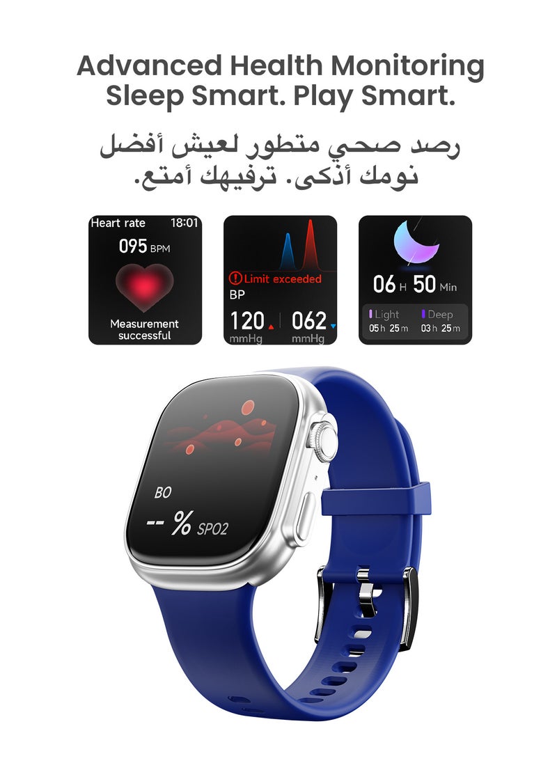 TinyMoose - Smartwatch Tempo With ِHD AMOLED Display / Ultra Battery Life / 100+ Sport Modes / IP68 Waterproof / Bluetooth Calling / Heart Rate Monitoring / SPO2 / GPS / Ultra Smart Watch - Sterling Blue - Image 1
