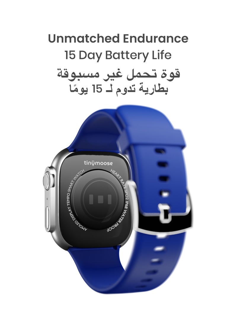 TinyMoose - Smartwatch Tempo With ِHD AMOLED Display / Ultra Battery Life / 100+ Sport Modes / IP68 Waterproof / Bluetooth Calling / Heart Rate Monitoring / SPO2 / GPS / Ultra Smart Watch - Sterling Blue - Image 1