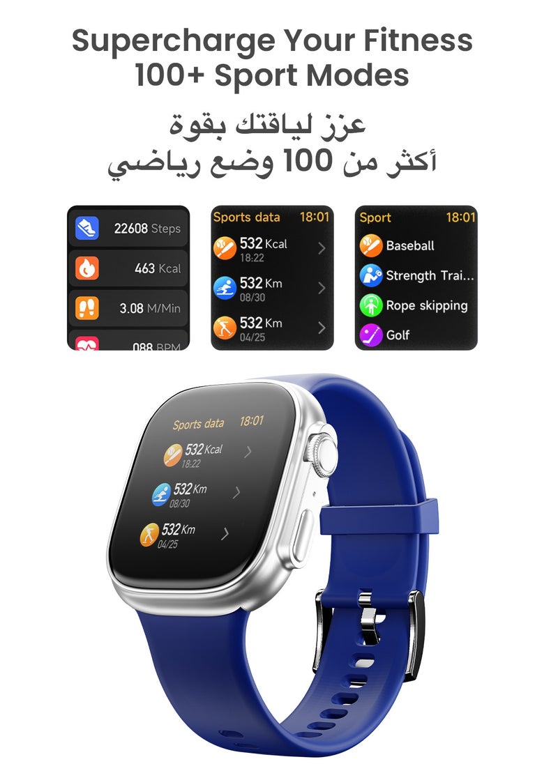 TinyMoose - Smartwatch Tempo With ِHD AMOLED Display / Ultra Battery Life / 100+ Sport Modes / IP68 Waterproof / Bluetooth Calling / Heart Rate Monitoring / SPO2 / GPS / Ultra Smart Watch - Sterling Blue - Image 1