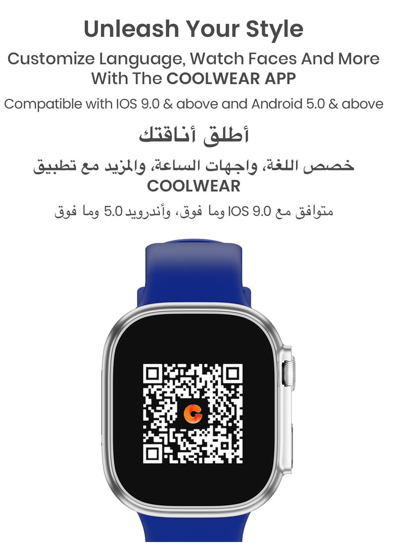 TinyMoose - Smartwatch Tempo With ِHD AMOLED Display / Ultra Battery Life / 100+ Sport Modes / IP68 Waterproof / Bluetooth Calling / Heart Rate Monitoring / SPO2 / GPS / Ultra Smart Watch - Sterling Blue - Image 1