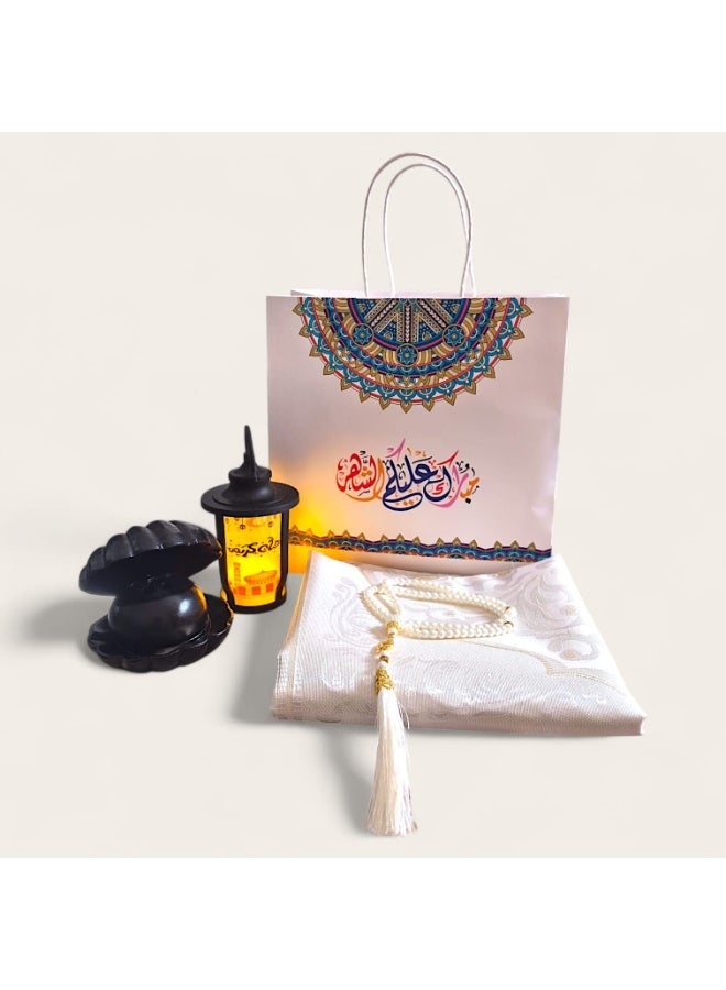 Crater Islamic Ramadan Gift Set – Package includes ceramic incense burner, LED lantern, rosary, and prayer mat - Image 1