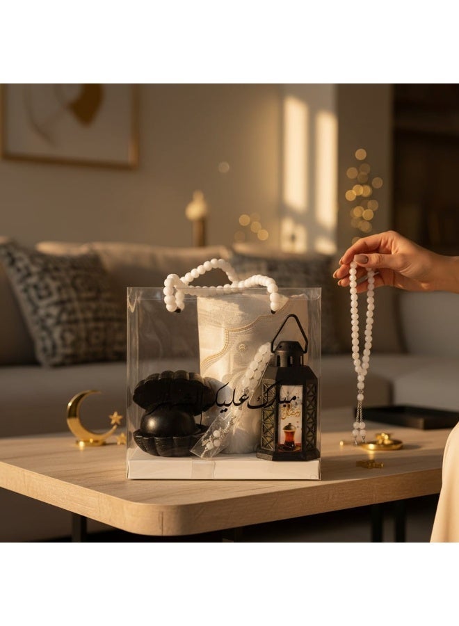 Crater Islamic Ramadan Gift Set – Package includes ceramic incense burner, LED lantern, rosary, and prayer mat - Image 3