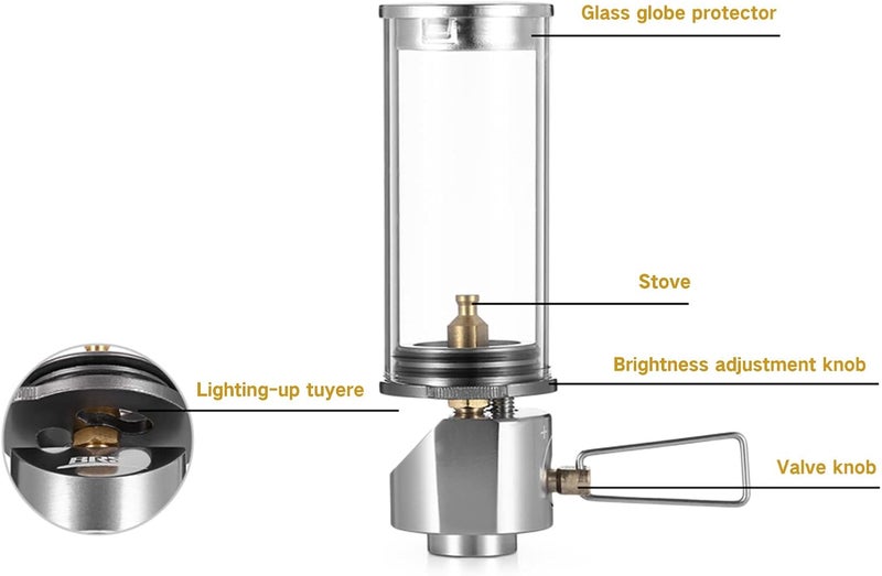 BRS Outdoor Gas Lantern Dreamlike Candle Lamp Portable Tent Lantern Glass Mantle Lantern (-55 1pc) - Image 1