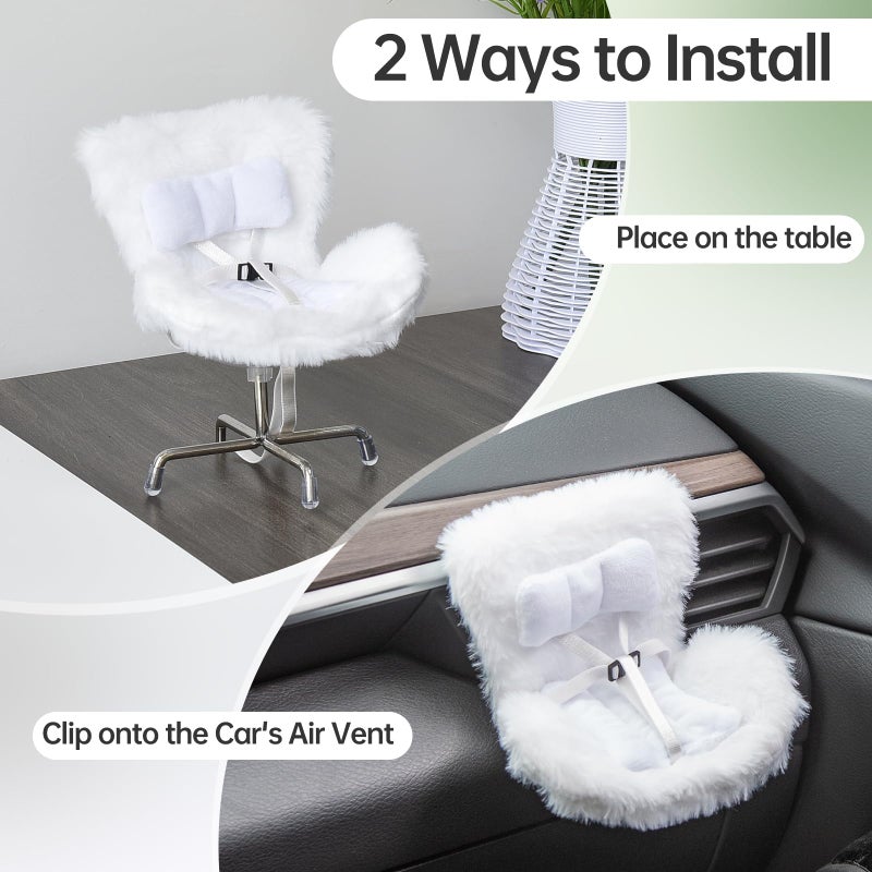 Ciunura Doll Car Seat Compatible With Bubudoll  Small Seat For 10-17Cm Blind Box Toys  Including Air Vent Clip  Desktop Stand  Adjustable Safety Strap  Airflow-Friendly Design  Ideal Car Decor Gifts(White) - Image 3