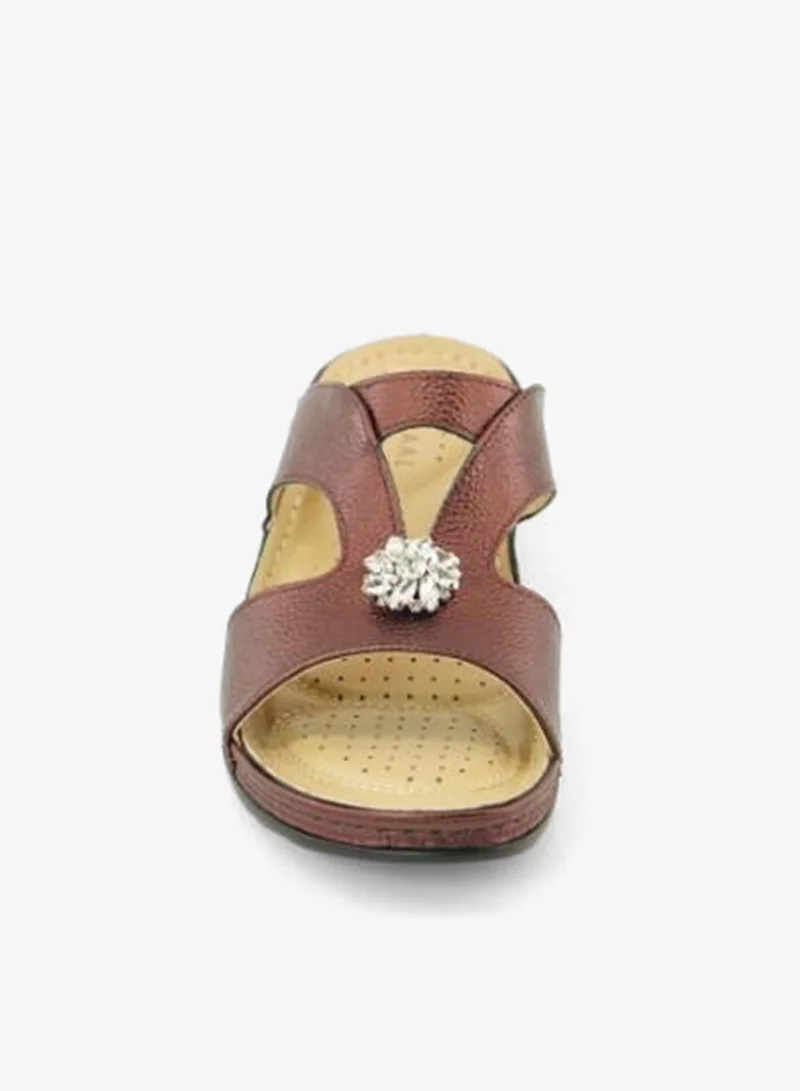 Zayna Maroon 221-3146 Zayna Ladies Flat Sandals 88909-51 Maroon for Women | Best Price UAE