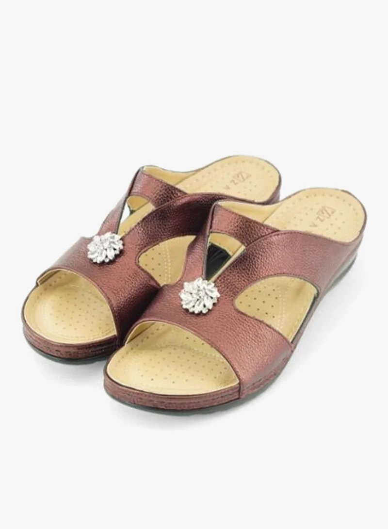 Zayna Maroon 221-3146 Zayna Ladies Flat Sandals 88909-51 Maroon for Women | Best Price UAE