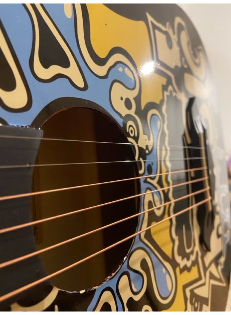 إيه جي دي مجموعة جيتار للمبتدئين، 38 بوصة جيتار خشبي مع ملحقات: حقيبة مجانية، حزام، كابو، مجموعة أوتار إضافية، ريش - Image 5