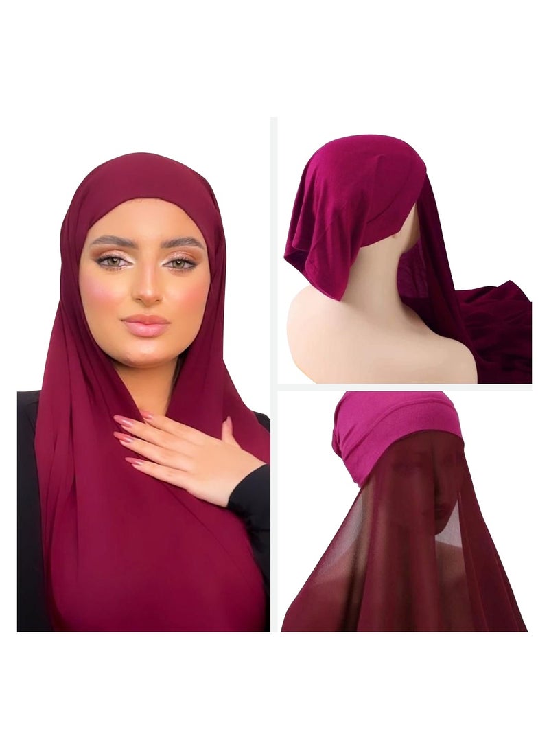 BHNS Luxury hijab scarf for women, a soft chiffon laser scarf in elegant modern colors, with a hidden cotton headband for more comfort and high stability on the head for women.  - Image 1