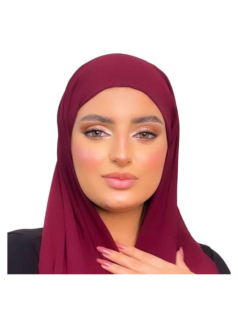 BHNS Luxury hijab scarf for women, a soft chiffon laser scarf in elegant modern colors, with a hidden cotton headband for more comfort and high stability on the head for women.  - Image 2
