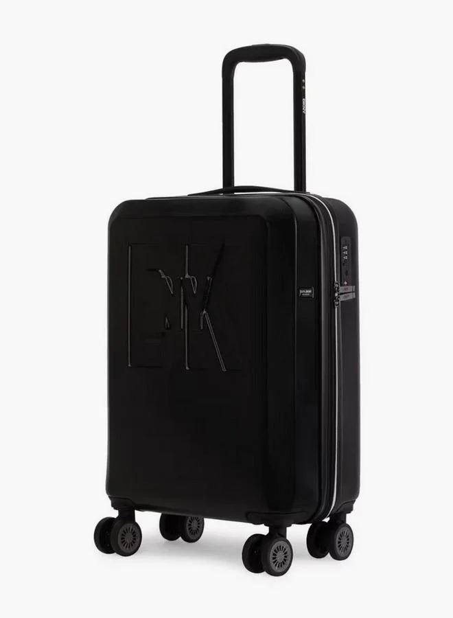DKNY Logo Embossed Hardcase Luggage Trolley With Retractable Handle - 20 Inches Cabin Bag