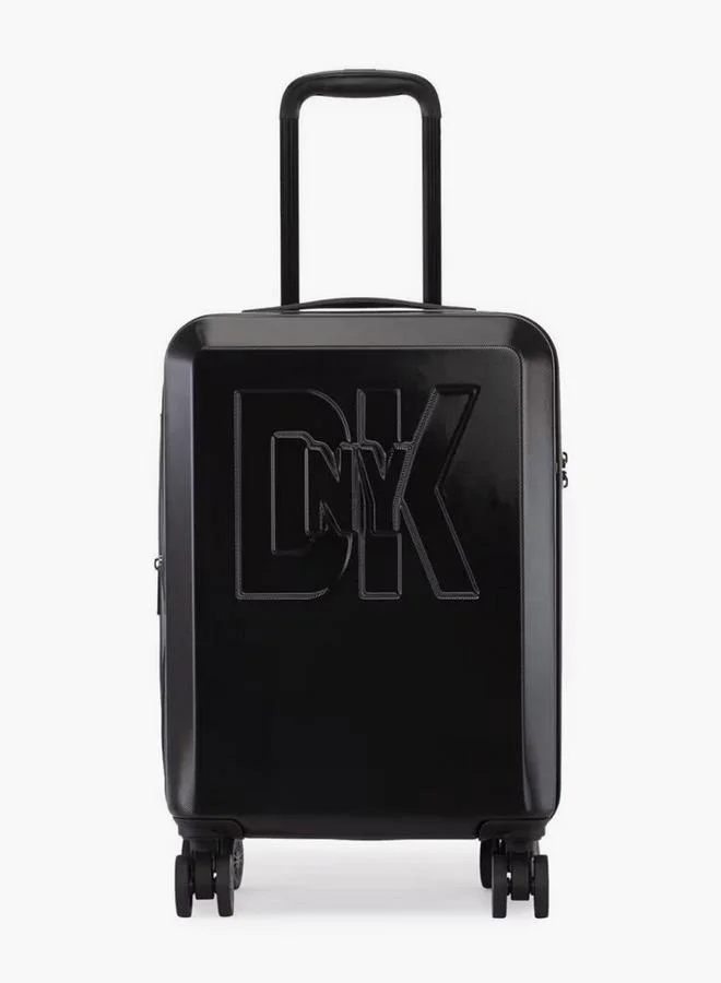 DKNY Logo Embossed Hardcase Luggage Trolley With Retractable Handle - 20 Inches Cabin Bag