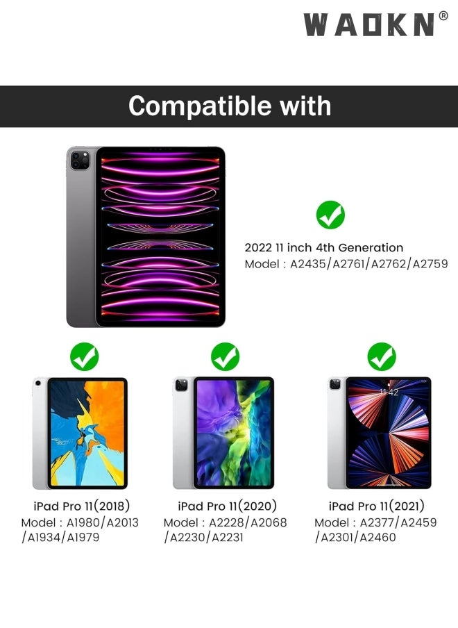 WAOKN - iPad Pro 11 Case Clear 2022/2021 with Pencil Holder - Full Body Protection + 2nd Gen Apple Pencil Charging + Auto Wake/Sleep, Hard PC Back Cover for 2020/2018 iPad Pro 11 inch, Blue - Image 1