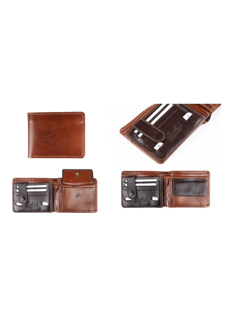 ثري انجيلز محفظة جلد طبيعي رجالي 2 لون