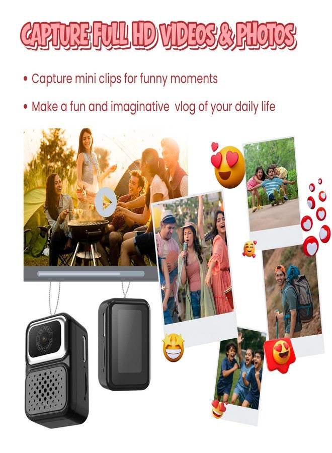 FETACA Tiny Mini Camera with Filter Modes, HD Video, Flashlight & Keychain | Portable Cute Vlogging Camera for Travel, Gifts & Fun (Metallic Black) - Image 3