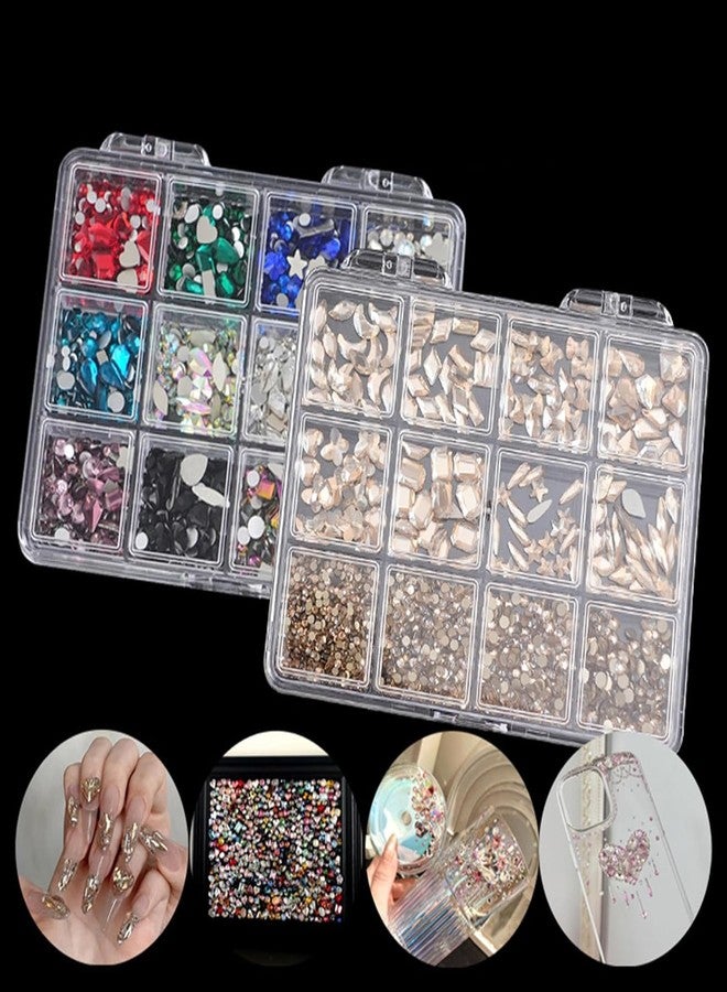 INOG مجموعة أحجار الراين للأظافر من INOG - زينة أظافر مسطحة من الخلف وأحجار كريستالية للأظافر الأكريليك - زينة فن الأظافر متعددة الأشكال والأحجام للاستخدام المنزلي وفي الصالونات (وردي فاتح) - Image 3