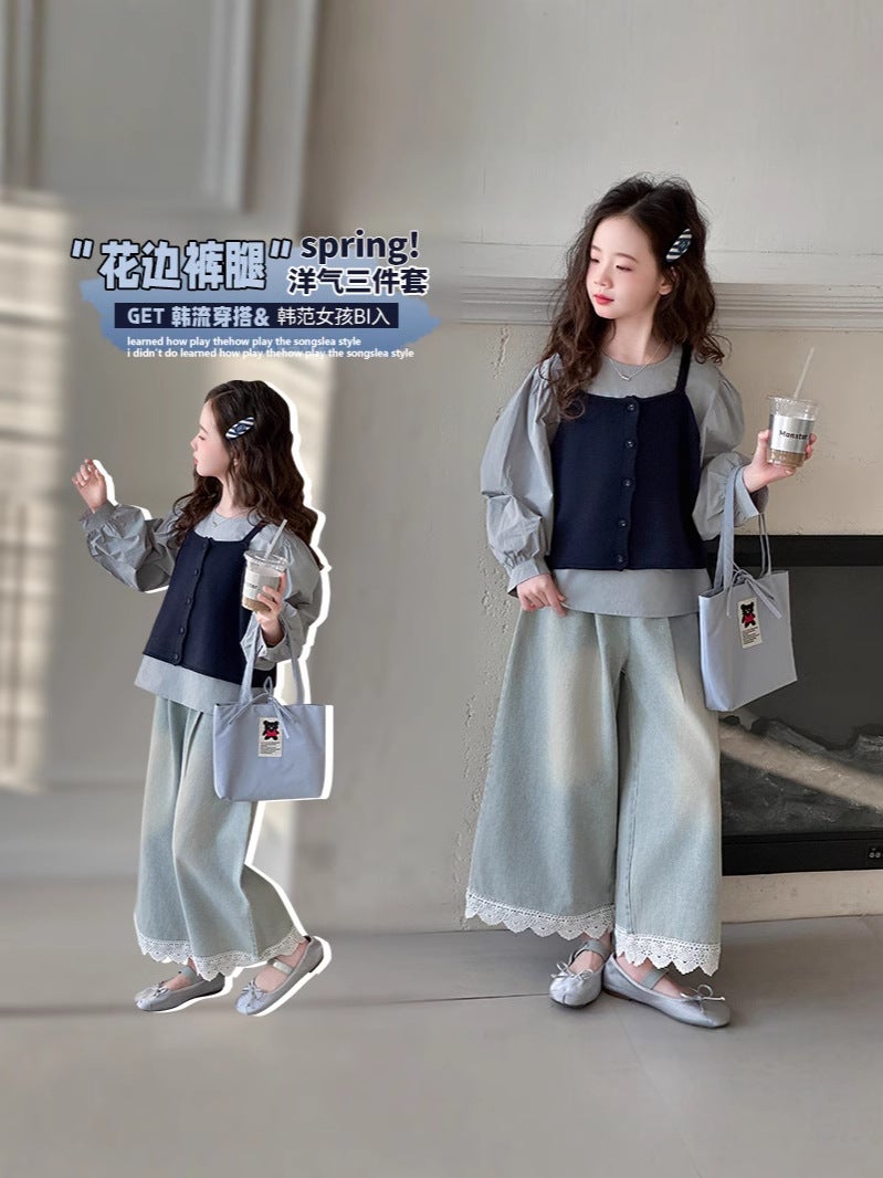 Girls' Denim Vest Spring Children'S Casual Vest Baby Girl'S Foreign Style Princess Coat Trendy - Image 3