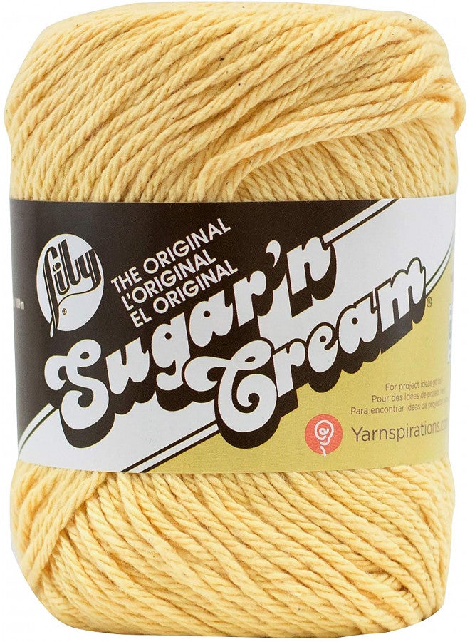 Lily Sugar 'N Cream The Original Solid Yarn, 2.5oz, Medium 4 Gauge, 100% Cotton - Country Yellow - Machine Wash & Dry - Image 1